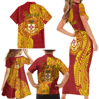 Personalised Kolisi Tonga Atele Family Matching Short Sleeve Bodycon Dress and Hawaiian Shirt Since 1882 Simple Ngatu Pattern LT9 - Polynesian Pride
