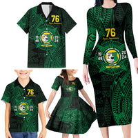 Personalised Tonga Liahona High School 76th Anniversary Family Matching Long Sleeve Bodycon Dress and Hawaiian Shirt Special Kupesi Pattern LT9 - Polynesian Pride