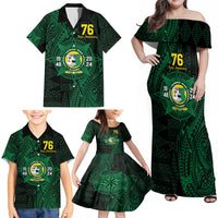 Personalised Tonga Liahona High School 76th Anniversary Family Matching Off Shoulder Maxi Dress and Hawaiian Shirt Special Kupesi Pattern LT9 - Polynesian Pride