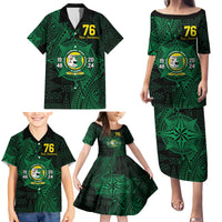 Personalised Tonga Liahona High School 76th Anniversary Family Matching Puletasi and Hawaiian Shirt Special Kupesi Pattern LT9 - Polynesian Pride