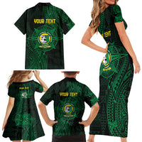 Personalised Tonga Liahona High School 76th Anniversary Family Matching Short Sleeve Bodycon Dress and Hawaiian Shirt Special Kupesi Pattern LT9 - Polynesian Pride