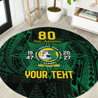 Personalised Tonga Liahona High School 80th Anniversary Round Carpet Special Kupesi Pattern LT9 Green - Polynesian Pride
