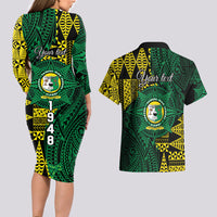 Personalised Tonga Liahona High School Couples Matching Long Sleeve Bodycon Dress and Hawaiian Shirt Since 1948 Special Kupesi Pattern LT9 - Polynesian Pride