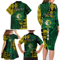 Personalised Tonga Liahona High School Family Matching Long Sleeve Bodycon Dress and Hawaiian Shirt Since 1948 Special Kupesi Pattern LT9 - Polynesian Pride