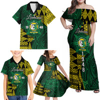 Personalised Tonga Liahona High School Family Matching Off Shoulder Maxi Dress and Hawaiian Shirt Since 1948 Special Kupesi Pattern LT9 - Polynesian Pride