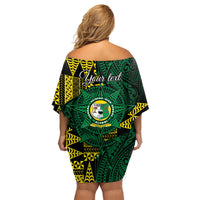 Personalised Tonga Liahona High School Family Matching Off Shoulder Short Dress and Hawaiian Shirt Since 1948 Special Kupesi Pattern LT9 - Polynesian Pride