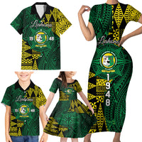 Personalised Tonga Liahona High School Family Matching Short Sleeve Bodycon Dress and Hawaiian Shirt Since 1948 Special Kupesi Pattern LT9 - Polynesian Pride