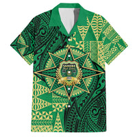 Personalised Tonga Saineha High School Family Matching Off Shoulder Maxi Dress and Hawaiian Shirt Since 1978 Special Kupesi Pattern LT9 Dad's Shirt - Short Sleeve Green - Polynesian Pride