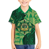 Personalised Tonga Saineha High School Family Matching Off Shoulder Short Dress and Hawaiian Shirt Since 1978 Special Kupesi Pattern LT9 Son's Shirt Green - Polynesian Pride