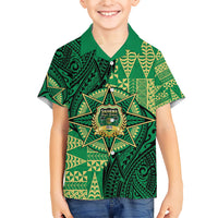Personalised Tonga Saineha High School Family Matching Short Sleeve Bodycon Dress and Hawaiian Shirt Since 1978 Special Kupesi Pattern LT9 Son's Shirt Green - Polynesian Pride