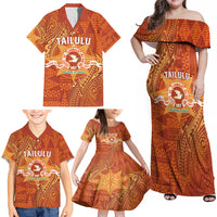 Personalised Tonga Tailulu College Family Matching Off Shoulder Maxi Dress and Hawaiian Shirt Since 1967 Special Kupesi Pattern Version 1 LT9 - Polynesian Pride