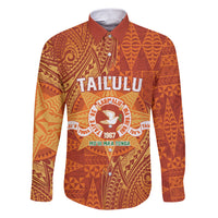Personalised Tonga Tailulu College Family Matching Short Sleeve Bodycon Dress and Hawaiian Shirt Since 1967 Special Kupesi Pattern Version 1 LT9 Dad's Shirt - Long Sleeve Gold - Polynesian Pride