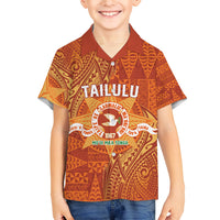 Personalised Tonga Tailulu College Family Matching Summer Maxi Dress and Hawaiian Shirt Since 1967 Special Kupesi Pattern Version 1 LT9 Son's Shirt Gold - Polynesian Pride