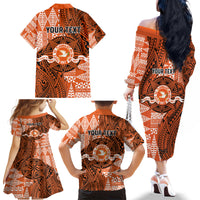 Personalised Tonga Tailulu College Family Matching Off The Shoulder Long Sleeve Dress and Hawaiian Shirt Since 1967 Special Kupesi Pattern Version 2 LT9 - Polynesian Pride