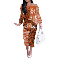 Personalised Tonga Tailulu College Family Matching Off The Shoulder Long Sleeve Dress and Hawaiian Shirt Since 1967 Special Kupesi Pattern Version 2 LT9 Mom's Dress Black - Polynesian Pride