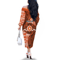 Personalised Tonga Tailulu College Family Matching Off The Shoulder Long Sleeve Dress and Hawaiian Shirt Since 1967 Special Kupesi Pattern Version 2 LT9 - Polynesian Pride