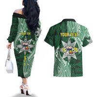 Personalised Tonga Takuilau College Couples Matching Off The Shoulder Long Sleeve Dress and Hawaiian Shirt Since 1975 Special Kupesi Pattern LT9 - Polynesian Pride