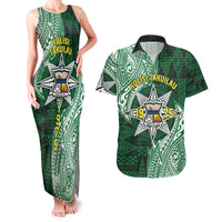 Personalised Tonga Takuilau College Couples Matching Tank Maxi Dress and Hawaiian Shirt Since 1975 Special Kupesi Pattern LT9 Green - Polynesian Pride