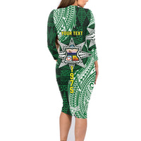 Personalised Tonga Takuilau College Family Matching Long Sleeve Bodycon Dress and Hawaiian Shirt Since 1975 Special Kupesi Pattern LT9 - Polynesian Pride