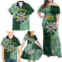 Personalised Tonga Takuilau College Family Matching Off Shoulder Maxi Dress and Hawaiian Shirt Since 1975 Special Kupesi Pattern LT9 - Polynesian Pride