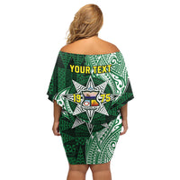 Personalised Tonga Takuilau College Family Matching Off Shoulder Short Dress and Hawaiian Shirt Since 1975 Special Kupesi Pattern LT9 - Polynesian Pride