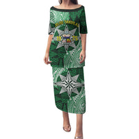 Personalised Tonga Takuilau College Family Matching Puletasi and Hawaiian Shirt Since 1975 Special Kupesi Pattern LT9 Mom's Dress Green - Polynesian Pride