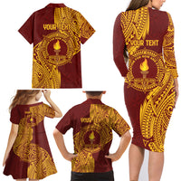 Personalised Tonga Beulah College Family Matching Long Sleeve Bodycon Dress and Hawaiian Shirt Since 1938 Special Kupesi Pattern LT9 - Polynesian Pride
