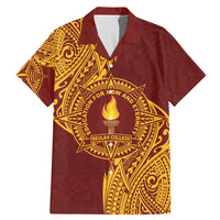 Personalised Tonga Beulah College Family Matching Mermaid Dress and Hawaiian Shirt Since 1938 Special Kupesi Pattern LT9 Dad's Shirt - Short Sleeve Gold - Polynesian Pride