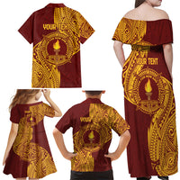 Personalised Tonga Beulah College Family Matching Off Shoulder Maxi Dress and Hawaiian Shirt Since 1938 Special Kupesi Pattern LT9 - Polynesian Pride