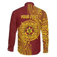 Personalised Tonga High School 77th Anniversary Family Matching Off The Shoulder Long Sleeve Dress and Hawaiian Shirt Special Kupesi Pattern LT9 - Polynesian Pride