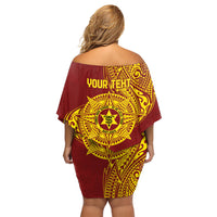 Personalised Tonga High School 77th Anniversary Family Matching Off Shoulder Short Dress and Hawaiian Shirt Special Kupesi Pattern LT9 - Polynesian Pride