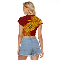 Personalised Tonga High School 77th Anniversary Raglan Cropped T Shirt Special Kupesi Pattern