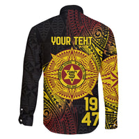 Personalised Tonga High School Family Matching Off The Shoulder Long Sleeve Dress and Hawaiian Shirt Since 1947 Special Kupesi Pattern LT9 - Polynesian Pride