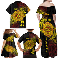 Personalised Tonga High School Family Matching Off Shoulder Maxi Dress and Hawaiian Shirt Since 1947 Special Kupesi Pattern LT9 - Polynesian Pride