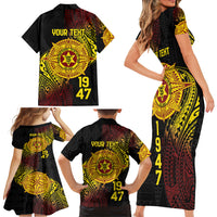 Personalised Tonga High School Family Matching Short Sleeve Bodycon Dress and Hawaiian Shirt Since 1947 Special Kupesi Pattern LT9 - Polynesian Pride