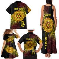 Personalised Tonga High School Family Matching Tank Maxi Dress and Hawaiian Shirt Since 1947 Special Kupesi Pattern LT9 - Polynesian Pride