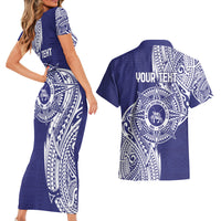 Personalised Tonga Tupou College Tolo 158th Anniversary Couples Matching Short Sleeve Bodycon Dress and Hawaiian Shirt Special Kupesi Pattern LT9 - Polynesian Pride