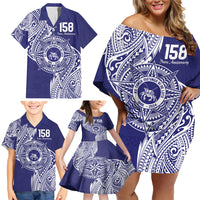 Personalised Tonga Tupou College Tolo 158th Anniversary Family Matching Off Shoulder Short Dress and Hawaiian Shirt Special Kupesi Pattern LT9 - Polynesian Pride