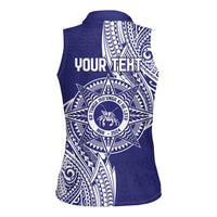 Personalised Tonga Tupou College Tolo 158th Anniversary Women Sleeveless Polo Shirt Special Kupesi Pattern LT9 - Polynesian Pride