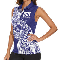 Personalised Tonga Tupou College Tolo 158th Anniversary Women Sleeveless Polo Shirt Special Kupesi Pattern LT9 - Polynesian Pride
