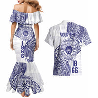 Personalised Tonga Tupou College Tolo Couples Matching Mermaid Dress and Hawaiian Shirt Since 1866 Special Kupesi Pattern LT9 - Polynesian Pride