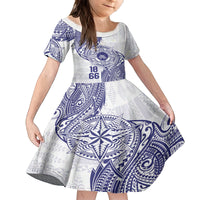 Personalised Tonga Tupou College Tolo Family Matching Puletasi and Hawaiian Shirt Since 1866 Special Kupesi Pattern LT9 Daughter's Dress White - Polynesian Pride