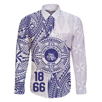 Personalised Tonga Tupou College Tolo Family Matching Puletasi and Hawaiian Shirt Since 1866 Special Kupesi Pattern LT9 Dad's Shirt - Long Sleeve White - Polynesian Pride