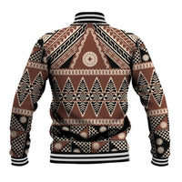 Vintage Bula Fiji Baseball Jacket Brown Tapa Masi Motif