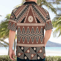Vintage Bula Fiji Hawaiian Shirt Brown Tapa Masi Motif