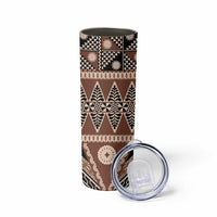 Vintage Bula Fiji Skinny Tumbler Brown Tapa Masi Motif LT9 - Polynesian Pride