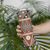 Vintage Bula Fiji Skinny Tumbler Brown Tapa Masi Motif LT9 - Polynesian Pride