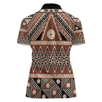 Vintage Bula Fiji Women Polo Shirt Brown Tapa Masi Motif LT9 - Polynesian Pride