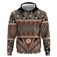 Vintage Bula Fiji Zip Hoodie Brown Tapa Masi Motif