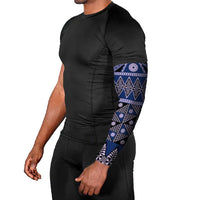 Vintage Bula Fiji Arm Sleeves Prussian Blue Tapa Masi Motif - Polynesian Pride